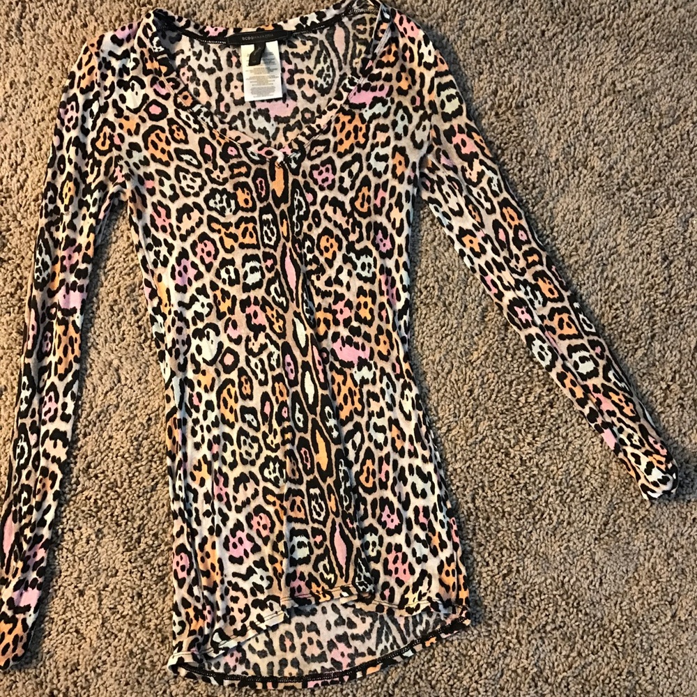 BCBG multi Colored Leopard Blouse